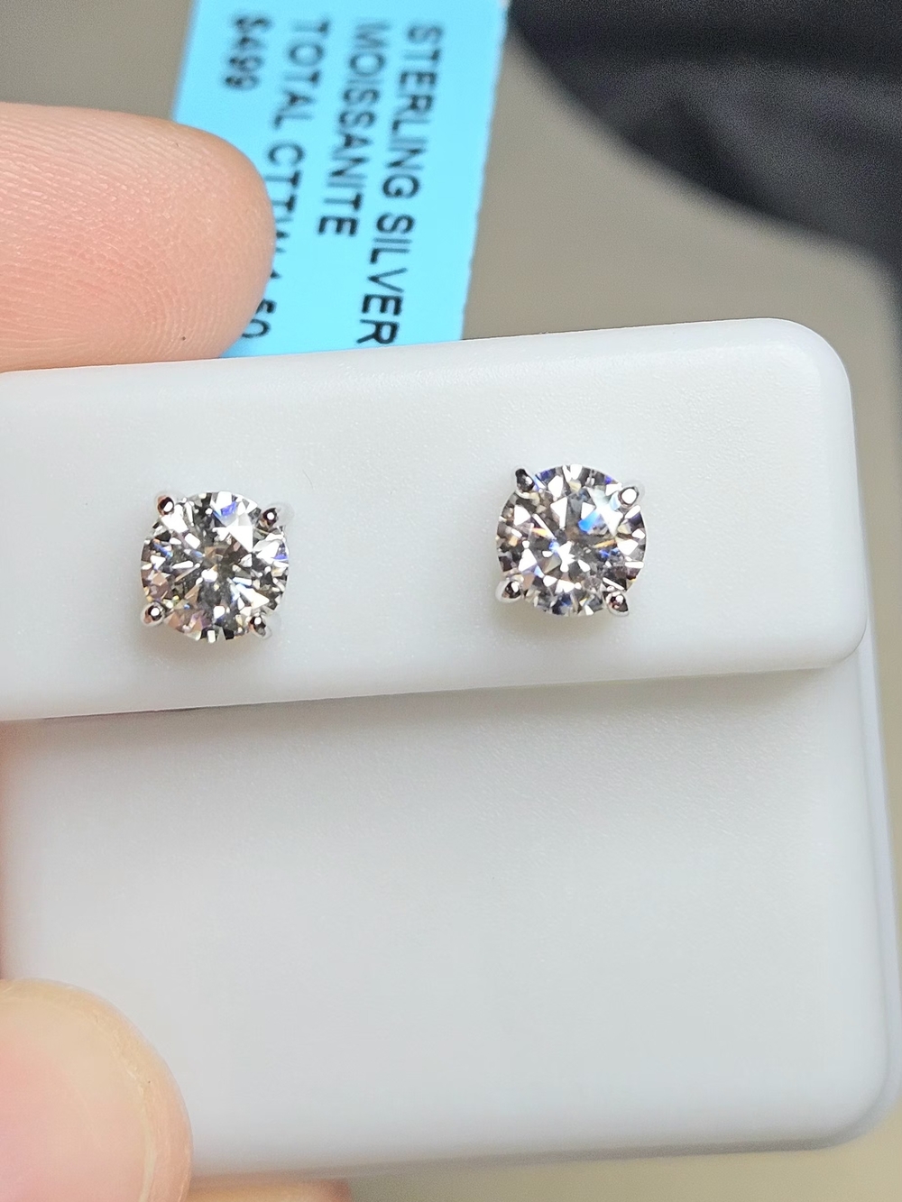 NWT Moissanite Princess Cut Stud Earrings 1.50 CTW Sterling Silver